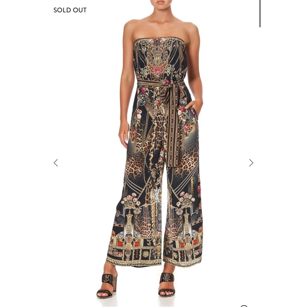 Camilla Tie Waist Strapless Gothic Goddess Jumpsuit w/Pockets